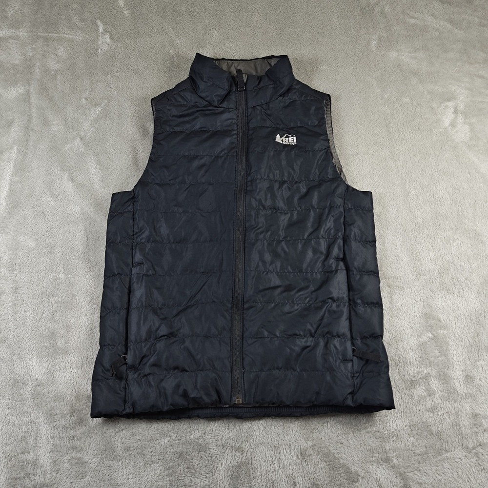 REI Down Vest Kids Medium 10 To 12 Black Quilted Youth Insulated Puffer Outdoor